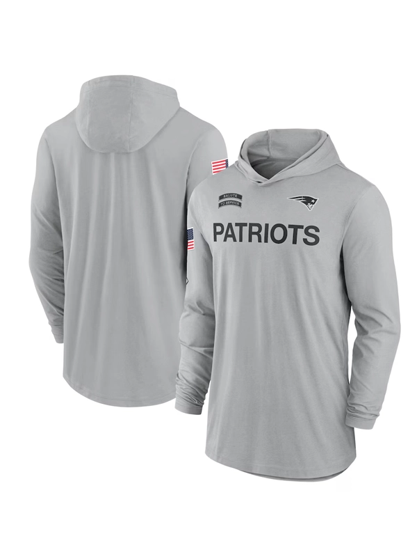 2024 New England Patriots Salute to Service Long Sleeve Hooded T-Shirt