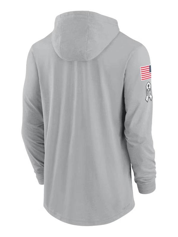 2024 New York Giants Salute to Service Gray Long Sleeve Hooded T-Shirt