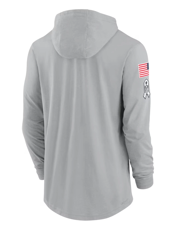 2024 Philadelphia Eagles Salute to Service Gray Long Sleeve Hooded T-Shirt