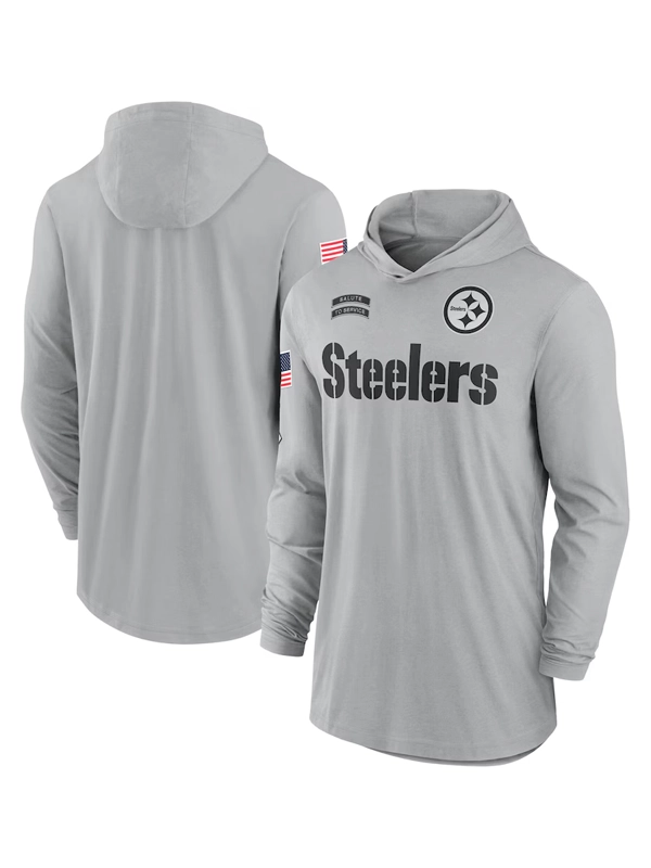 2024 Pittsburgh Steelers Salute to Service Long Sleeve Hooded T-Shirtd