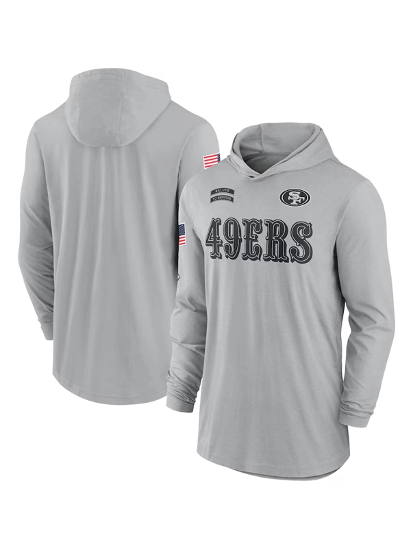 2024 San Francisco 49ers Salute to Service Long Sleeve Hooded T-Shirt