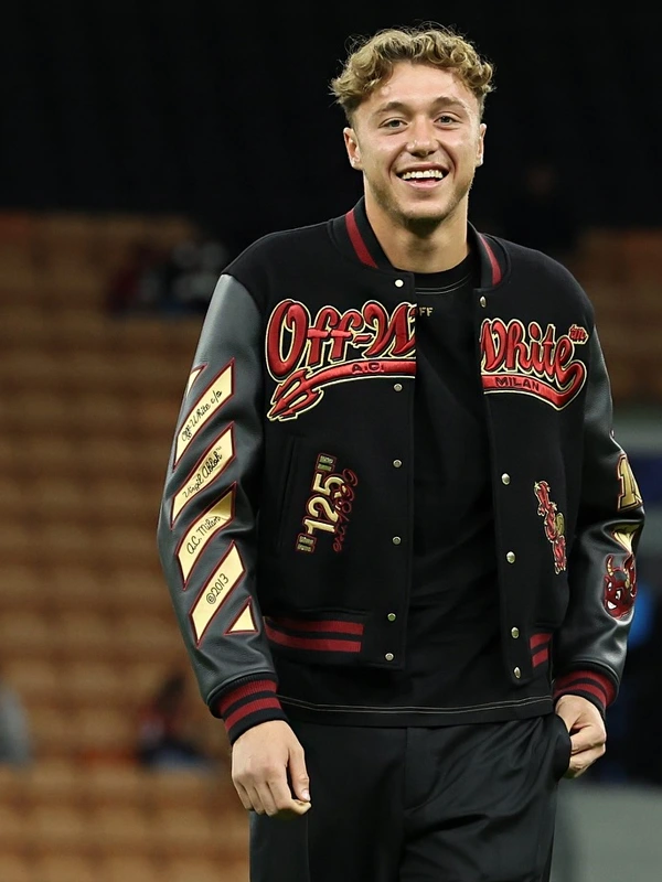 Ac Milan Off White Varsity Jacket Black