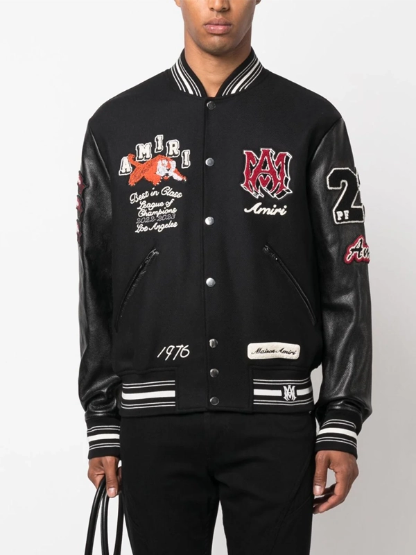 Amiri Logo-Patch Black Varsity Jacket