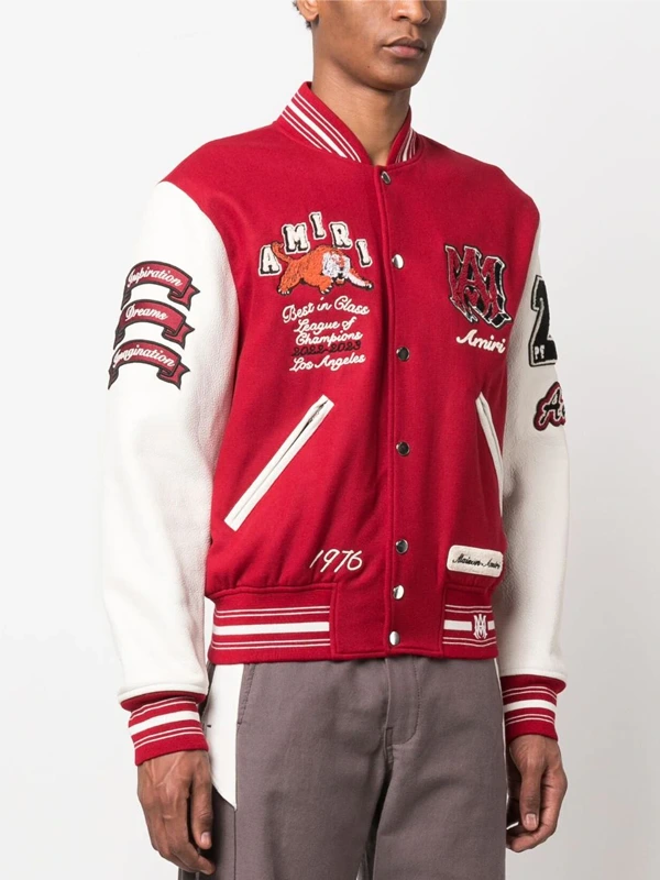 Amiri Logo-Patch Red Varsity Jacket