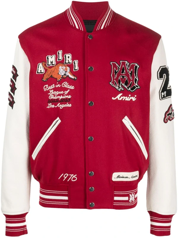 Amiri Logo-Patch Varsity Jacket Red