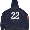 Balenciaga 22 Distressed Polo Blue Zip-Up Hoodie