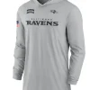 Baltimore Ravens Nike Gray 2024 Salute to Service Lightweight Performance Long Sleeve Hooded T-Shirt