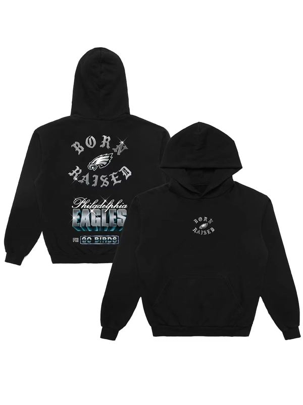 Born x Raised Black Philadelphia Eagles Chrome Rocker Hoodie