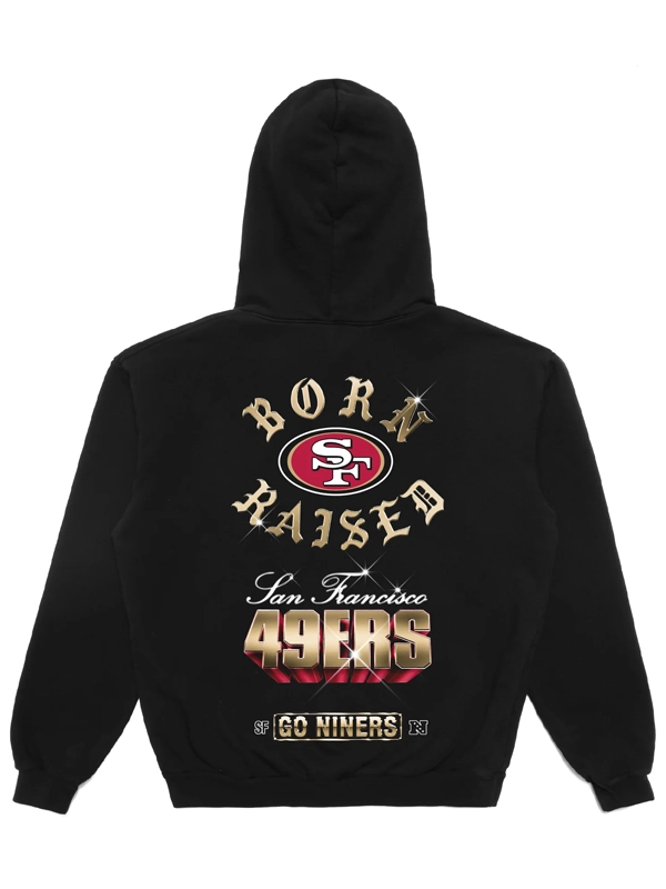 Born x Raised Black San Francisco 49ers Chrome Rocker Hoodie