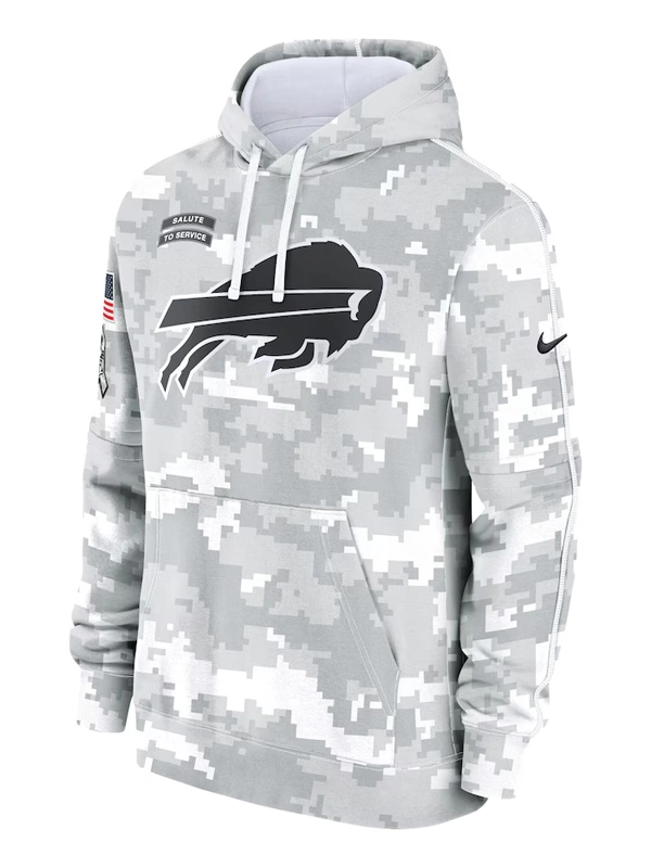 Buffalo Bills Nike Arctic Camo 2024 Salute to Service Club Fleece Pullover Hoodie Grey