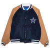 By Way of Dallas Cowboys Blue and Brown Letterman Jacket