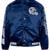 By Way of Dallas Cowboys Reflective EIAS Blue Satin Varsity Jacket