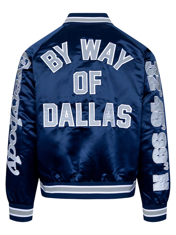 By Way of Dallas Cowboys Reflective EIAS Satin Varsity Jacket Blue