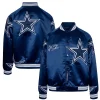 By Way of Dallas Cowboys Reflective Star Blue Satin Varsity Jacket