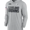 Cleveland Browns Nike Gray 2024 Salute to Service Lightweight Performance Long Sleeve Hooded T-Shirt