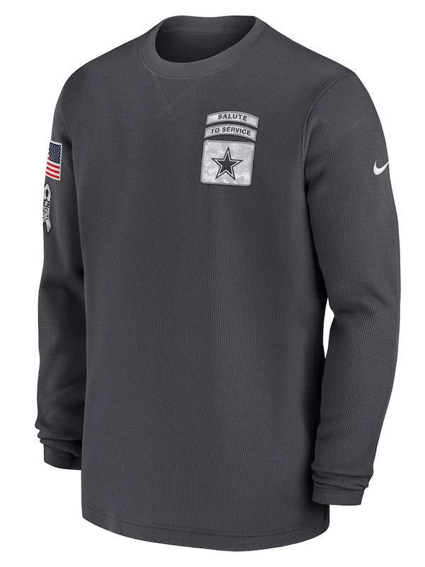 Dallas Cowboys Nike Anthracite 2024 Salute To Service Long Sleeve T-Shirt Black