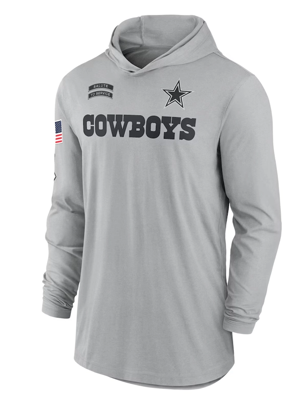 Dallas Cowboys Nike 2024 Salute to Service Lightweight Hoodie Medium Silver