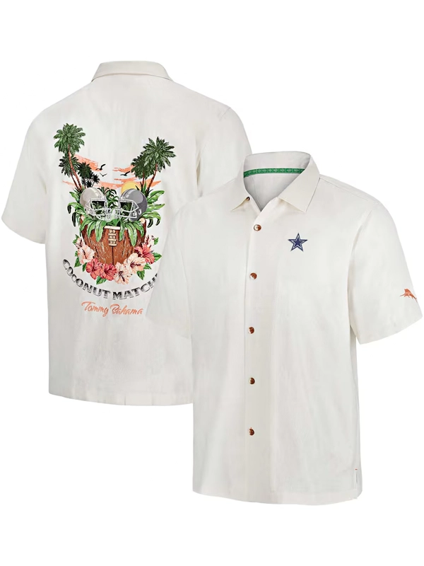 Dallas Cowboys Tommy Bahama White Coconut Matchup Camp Throwback Button-Up Shirt