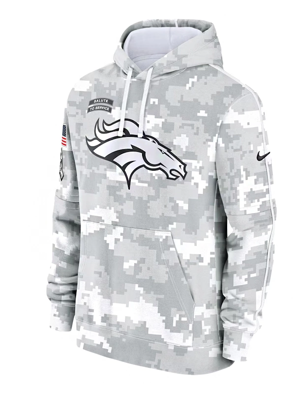 Denver Broncos Nike Arctic Camo 2024 Salute to Service Club Fleece Pullover Hoodie Grey