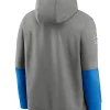 Detroit Lions 2024 Sideline Club Grey Pullover Hoodie