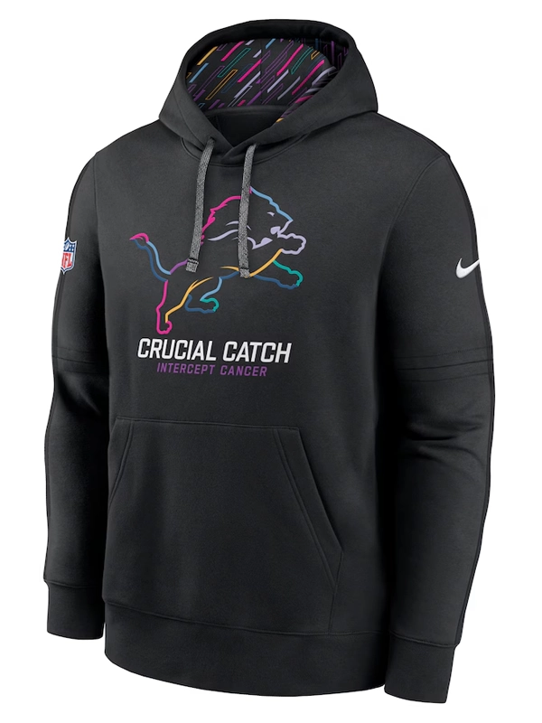 Detroit Lions Crucial Catch Club Black Pullover Hoodie