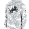 Detroit Lions Nike Arctic Camo 2024 Salute to Service Club Fleece Pullover Hoodie Grey