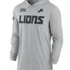 Detroit Lions Nike Gray 2024 Salute to Service Lightweight Performance Long Sleeve Hooded T-Shirt