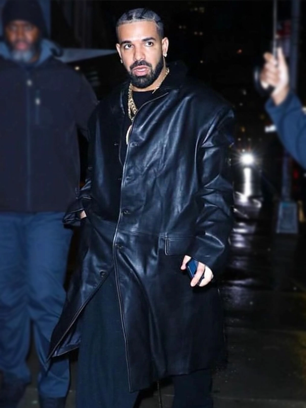 Drake Black Leather Vaffanculo Coat