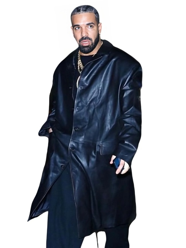 Drake Vaffanculo Black Leather Coat