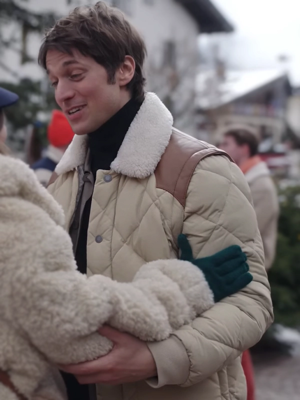 Emily in Paris Gabriel Beige Quilted Jacket