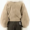 Emily in Paris S04 Camille Razat Beige Suede Faux Fur Trim Jacket