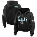 Erin Andrews Philadelphia Eagles Black Quarter-Zip Hoodie