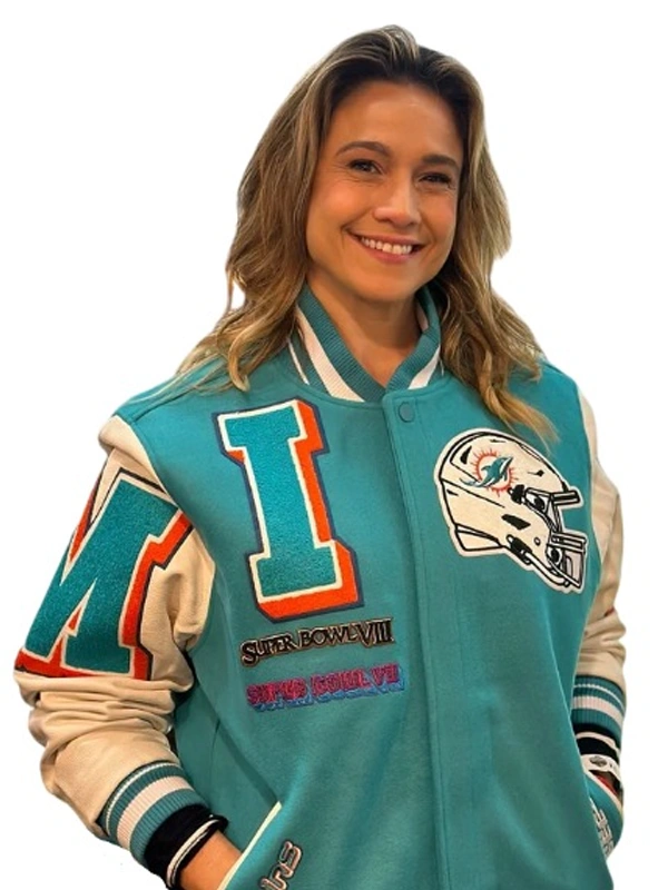 Fernanda Gentil Miami Dolphins Mashup Logo Varsity Jacket