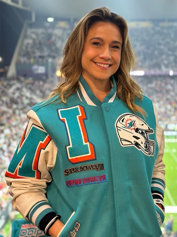 Fernanda Gentil Miami Dolphins Mashup Varsity Jacket