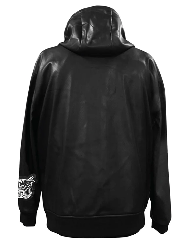 JEFF HAMILTON NFL BLACK LEATHER HOODIE