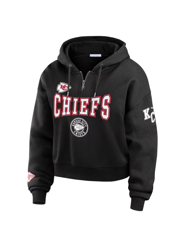 Kansas City Chiefs Erin Andrews Black Quarter-Zip Hoodie