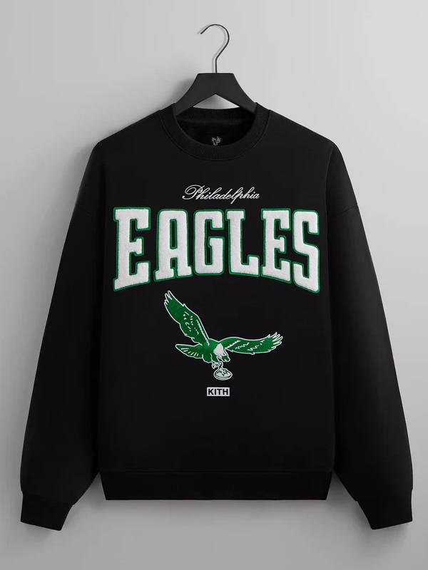 Kith Eagles Nelson Crewneck Sweatshirt Black Jackets Junction