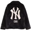 Kith Yankees Faux Fur Coaches Jacket Black