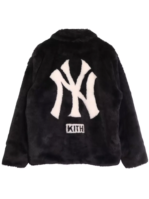 Kith Yankees Faux Fur Coaches Jacket Black