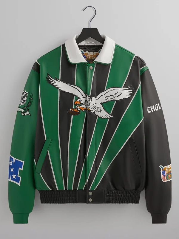 Kith x Jeff Hamilton NFL Eagles Leather Varsity Jacket