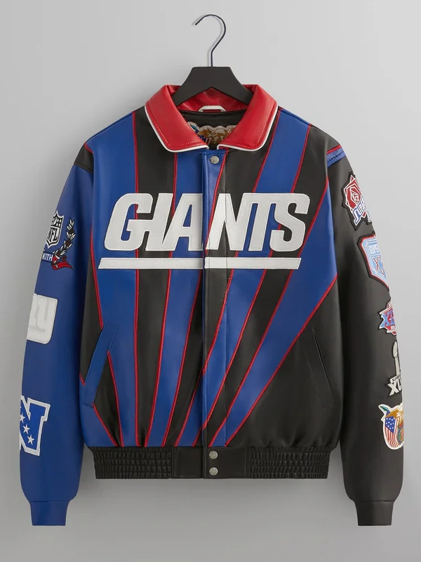 Kith x Jeff Hamilton NFL Giants Leather Varsity Jacket