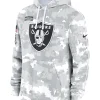 Las Vegas Raiders Nike Arctic Camo 2024 Salute to Service Club Fleece Pullover Hoodie Grey