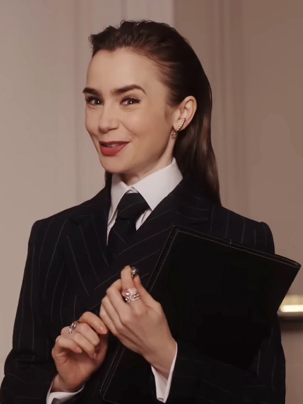 Lily Collins Emily In Paris S04 Black Suit