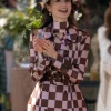 Lily Collins Emily In Paris S04 Checked Coat