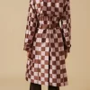 Lily Collins Emily In Paris S04 Pink and Brown Checked Coat