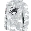 Miami Dolphins Nike Arctic Camo 2024 Salute to Service Club Fleece Pullover Hoodie Grey