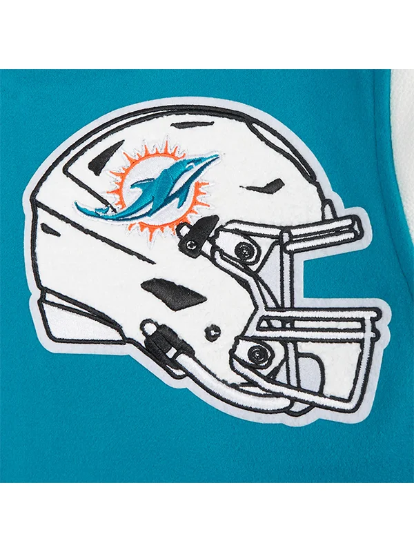 NFL MIAMI DOLPHINS BLUE & WHITE MASHUP VARSITY JACKET