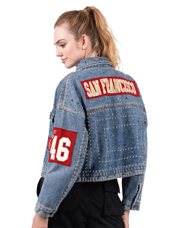 NFL San Francisco 49ers G34Her By Carl Banks Game Ball Denim Jacket