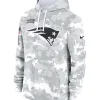 New England Patriots Nike Arctic Camo 2024 Salute to Service Club Fleece Pullover Hoodie Grey