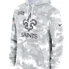 New Orleans Saints Nike Arctic Camo 2024 Salute to Service Club Fleece Pullover Hoodie Grey